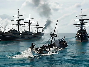 2 shipwrecked pirates take turns penalty lean, gorgeous, mature board and his pretty complexion